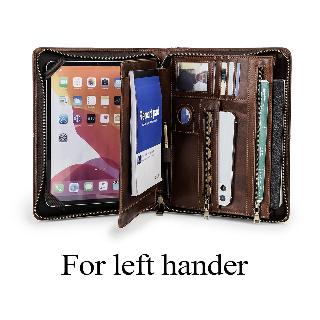 Portfolio en cuir personnalisable pour iPad étui multifonction
