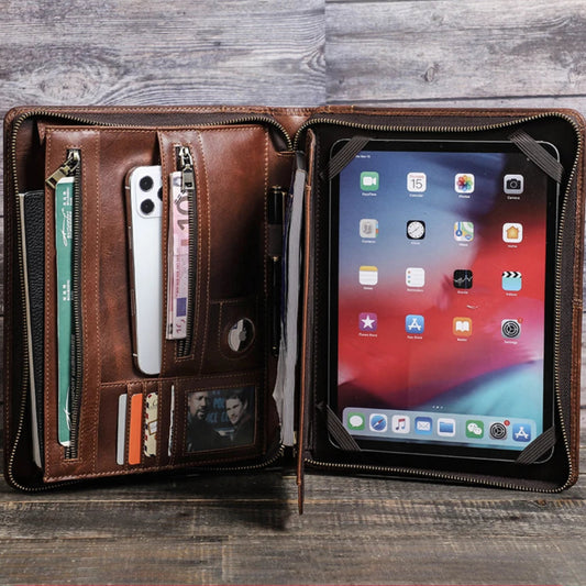 Portfolio en cuir pour iPad – Étui multifonction pour droitiers et gauchers