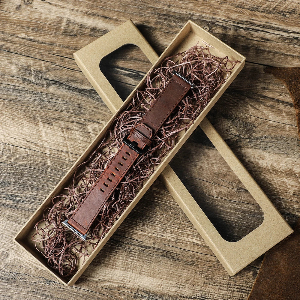 Bracelet en cuir personnalisable pour Apple Watch style authentique et élégant
