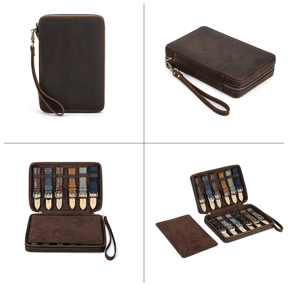 Boîte de rangement en cuir pour bracelets de montre personnalisable