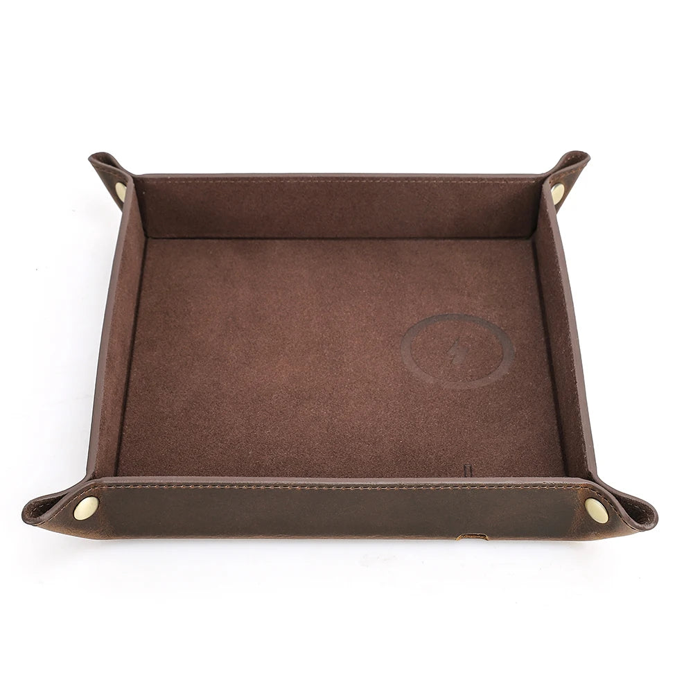 Vide-poche en cuir avec chargeur sans fil personnalisable