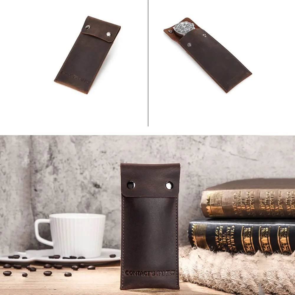 Pochette de montre en cuir personnalisable et portable