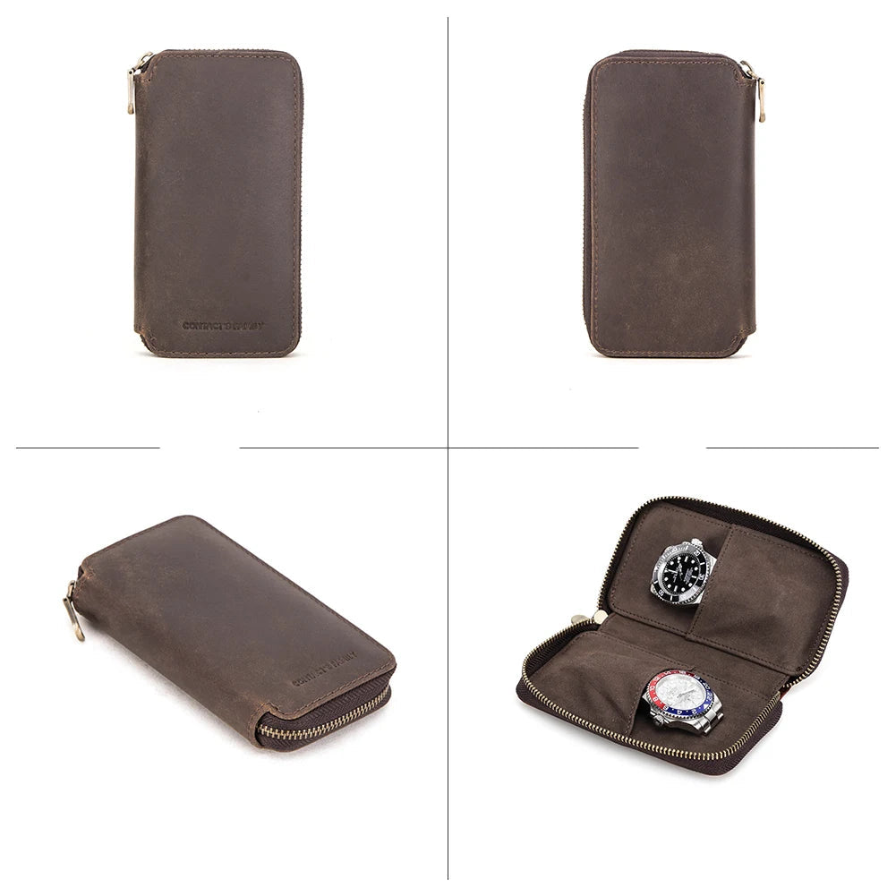 Étui de voyage en cuir pour montres compact et élégant personnalisable