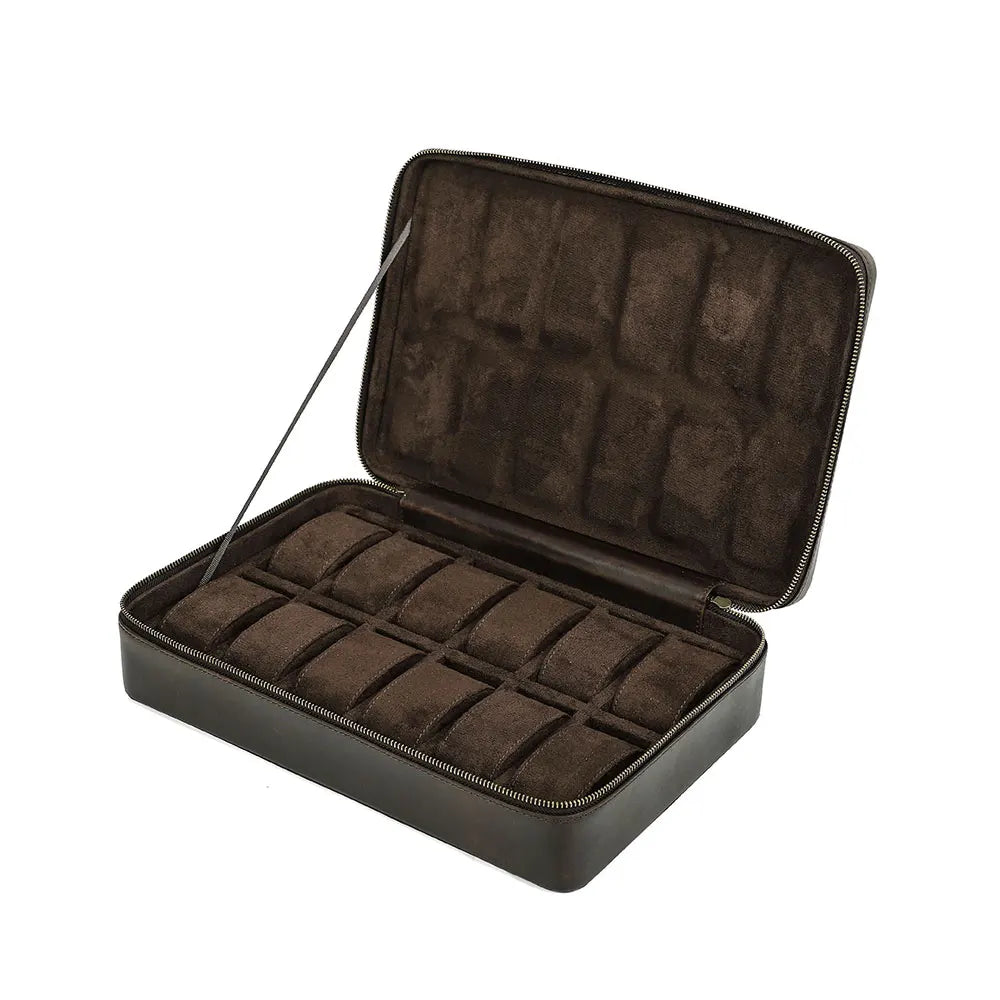 Boîte de rangement 12 montres en cuir grande capacité et personnalisable