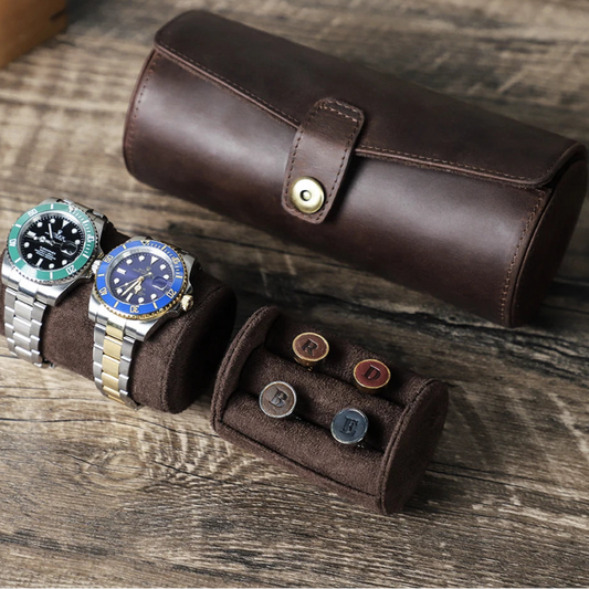 Étui en cuir pour montres, bagues et boutons de manchette personnalisable