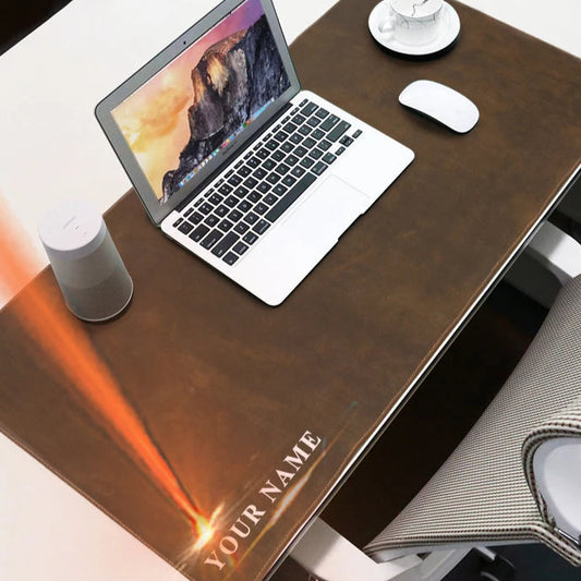 Tapis de bureau en cuir personnalisable – Protège-table élégant pour clavier et souris