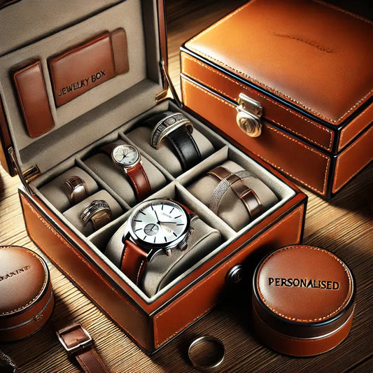 Le coffret parfait : associer une boîte à bijoux en cuir et un étui à montre personnalisé