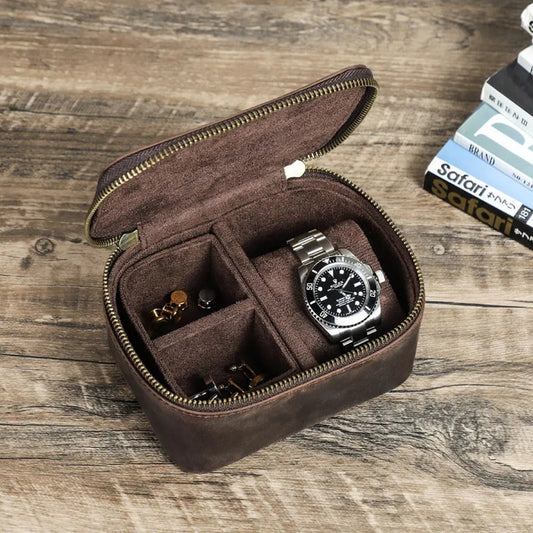 Boîte de rangement en cuir pour montre et bijoux 