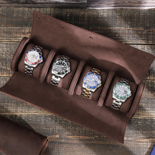 Boîte de rangement pour montres 4 emplacements en cuir – Personnalisable