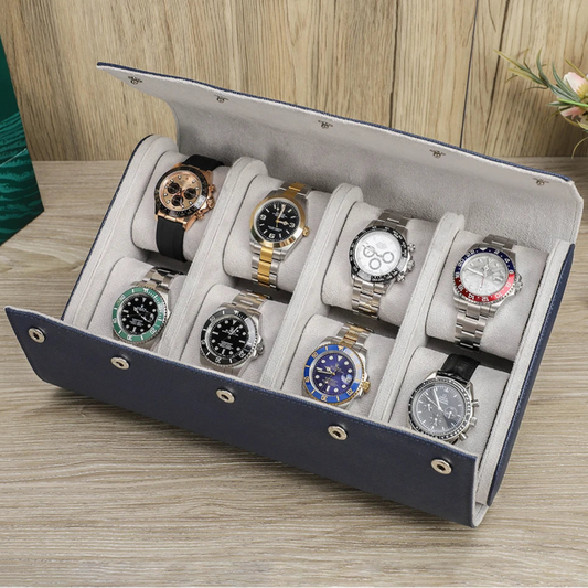 Boîte de voyage en cuir 8 emplacements pour montres - personnalisable