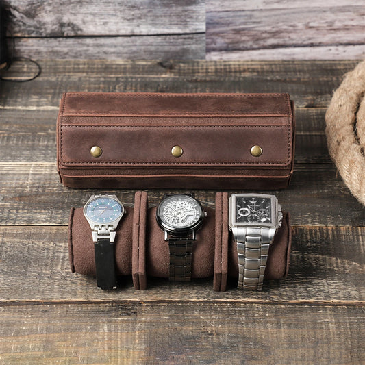 Boîte à montres en cuir personnalisable – 3 emplacements pour rangement et voyage