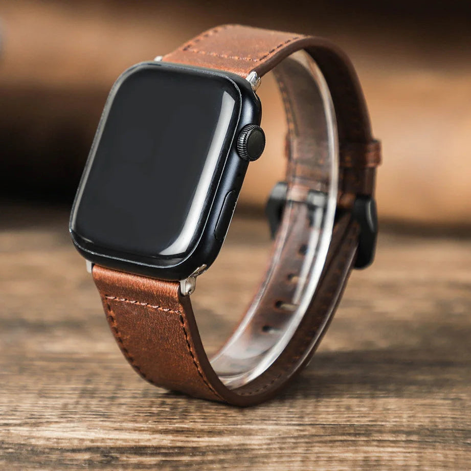 Bracelet en cuir personnalisable pour Apple Watch – Style vintage