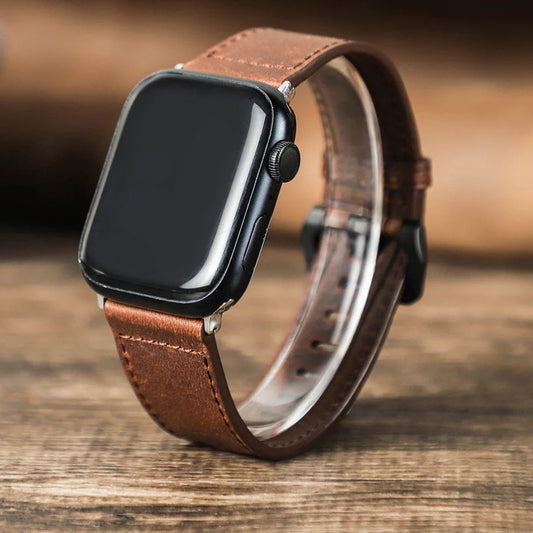 Bracelet en cuir personnalisable pour Apple Watch – Style vintage