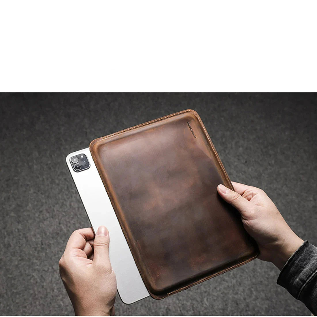 Housse en Cuir pour iPad Pro et iPad Air marron2