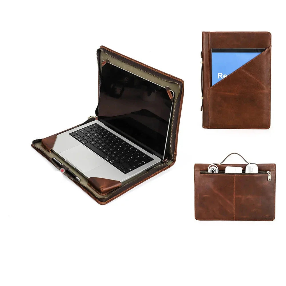 Housse en cuir pour MacBook Pro et Air marron2