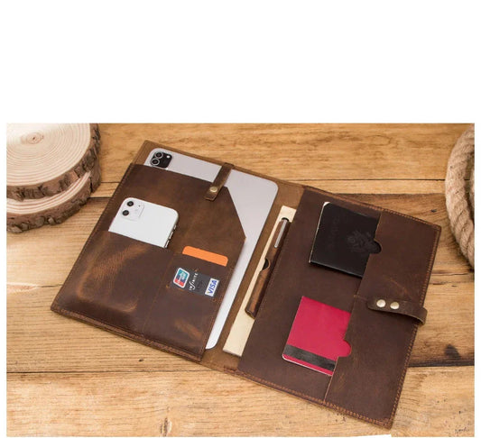 Porte-documents avec Étui iPad et Porte-Stylos en Cuir