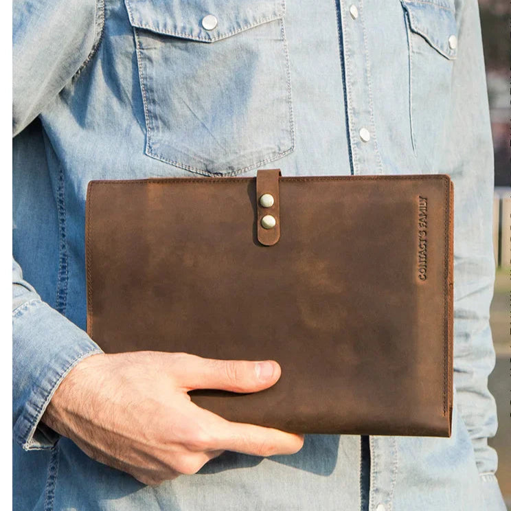 Porte-documents en cuir avec étui iPad et porte-stylos