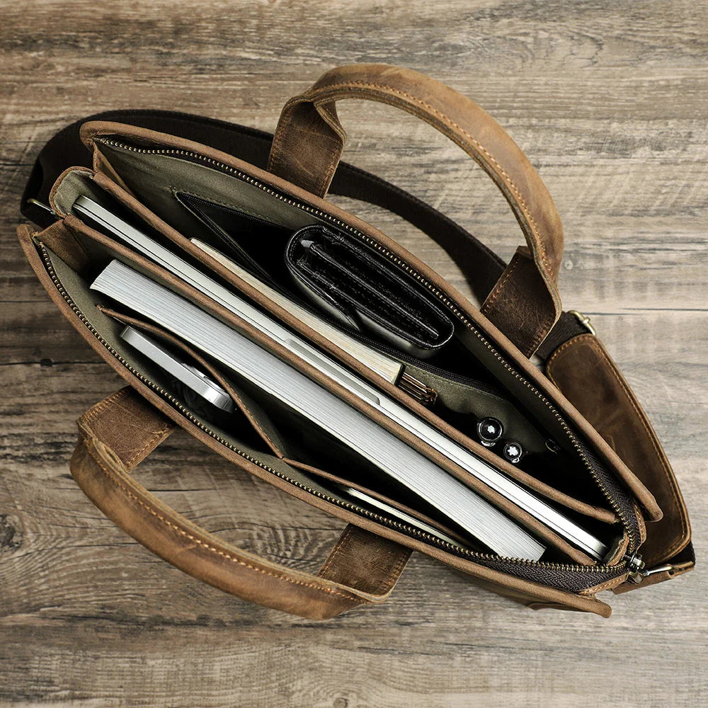 Sac ordinateur en cuir pour MacBook Pro et MacBook Air 13-14 pouces marron