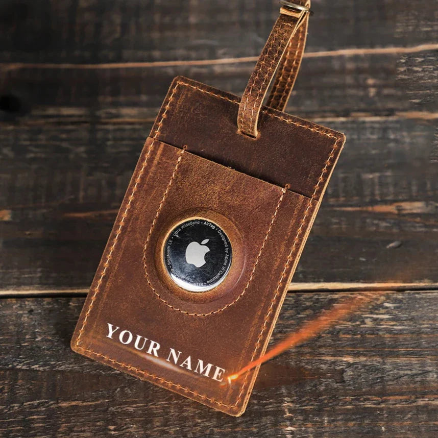 Étiquette de bagage en cuir avec emplacement pour AirTag