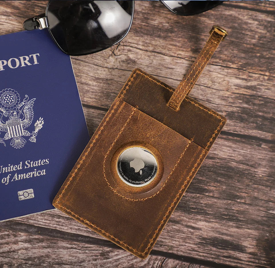 Étiquette de bagage en cuir avec emplacement pour AirTag image2