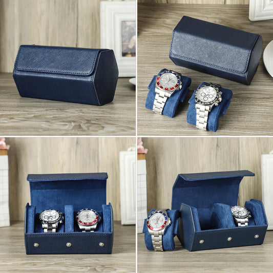 Étui de Voyage en Cuir pour Montres - 2 Slots