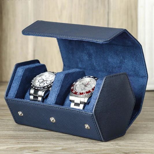 Étui de Voyage en Cuir pour Montres - 2 Slots - Personnalisable