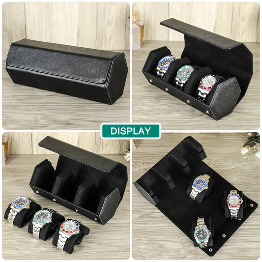 Étui de rangement en cuir Saffiano pour montres 