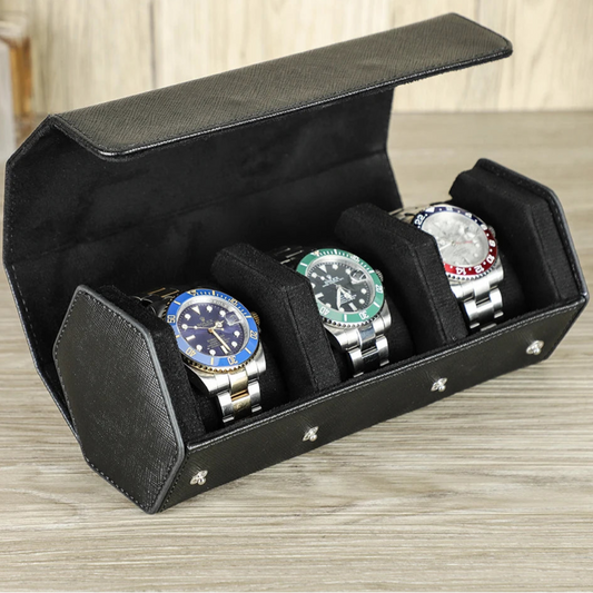 Étui de rangement en cuir Saffiano pour montres - Personnalisable