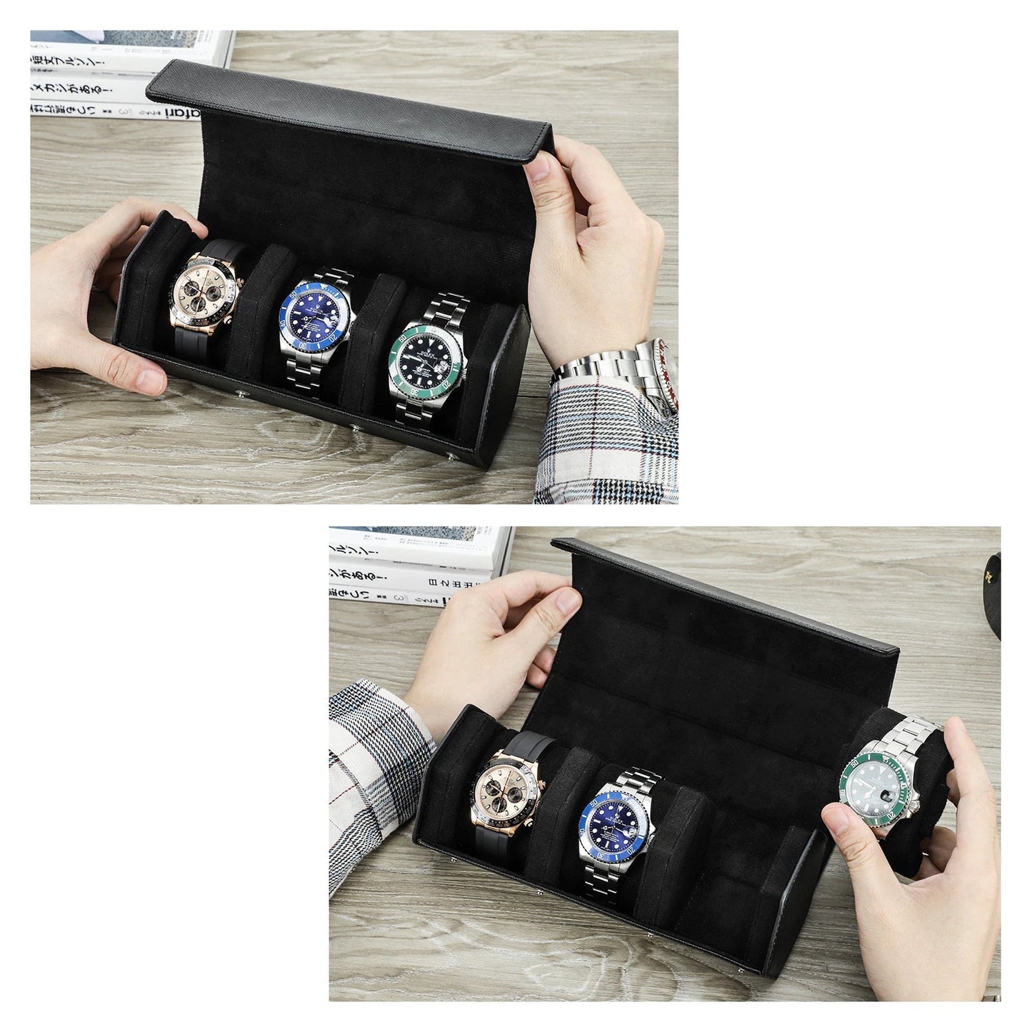Étui de rangement en cuir Saffiano pour montres img3