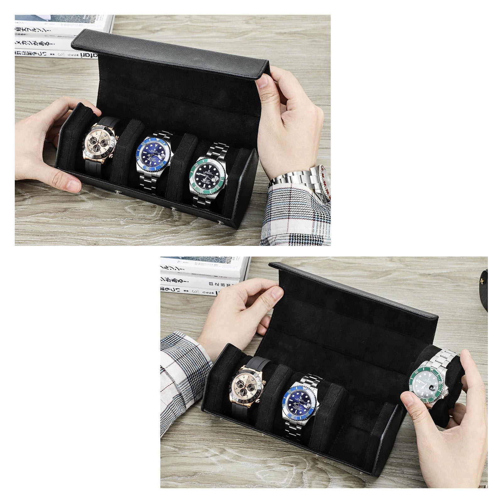 Étui de rangement en cuir Saffiano pour montres img3
