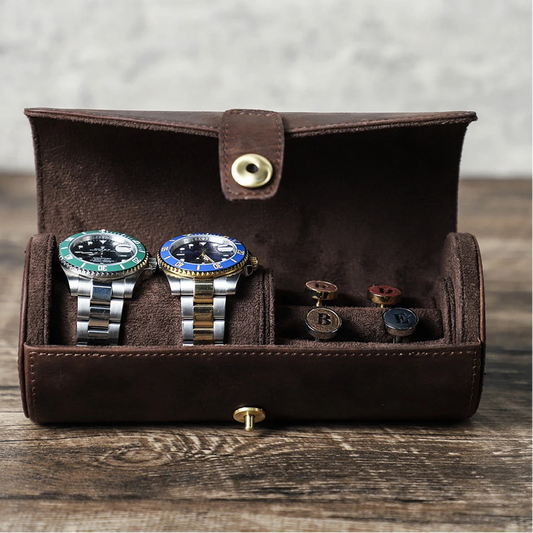 Étui en cuir pour montres, bagues et boutons de manchette