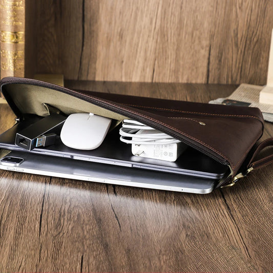 Étui en cuir vintage pour ordinateur portable – Compatible MacBook Pro 14,2" et tablettes 11" - personnalisable