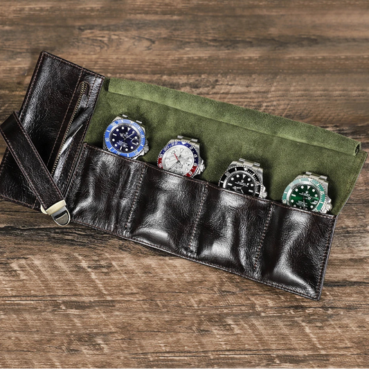 Étui enroulable en cuir pour montres – 4 emplacements personnalisable