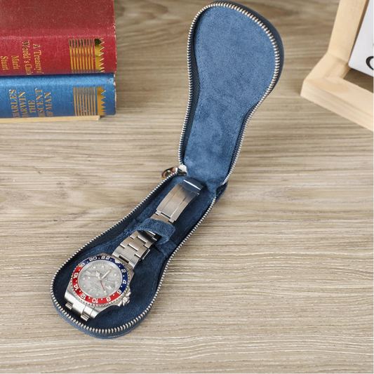 Étui à montre en cuir personnalisable – Pochette de voyage avec fermeture éclair