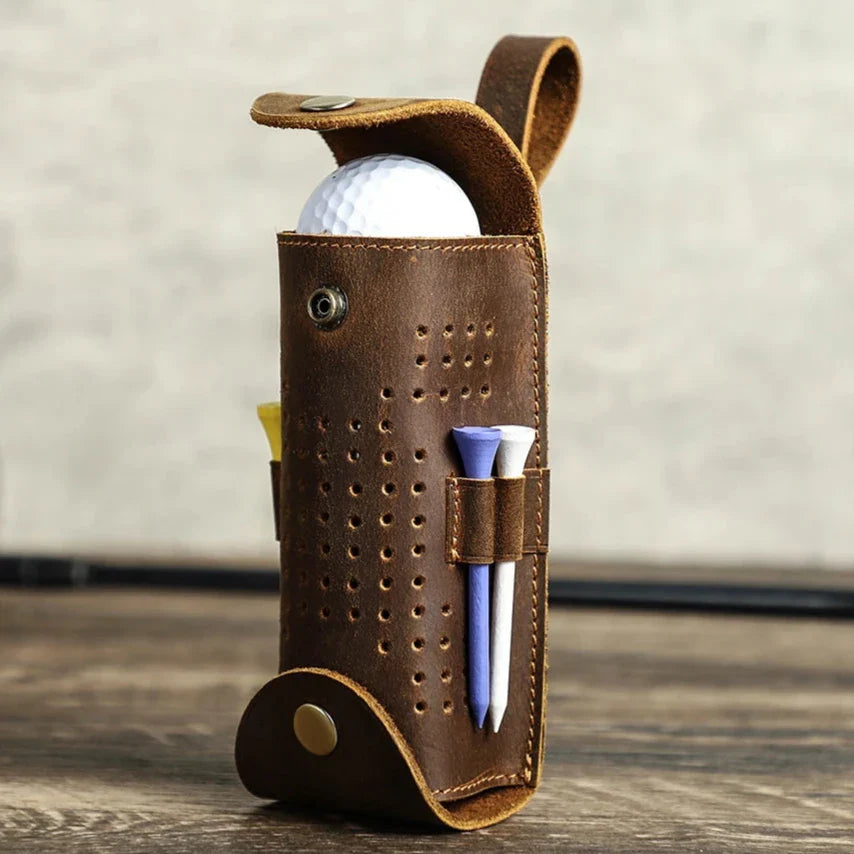 Étui  pour balles et tees de golf en cuir – Pochette ceinture